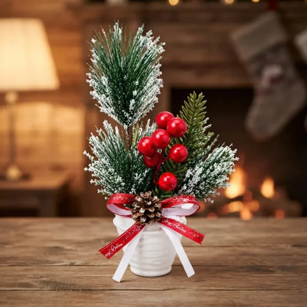 Arbol De Navidad Mini Pino Nevado Navideño De Mesa Decorado Nevado
