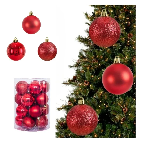 Bolas De Navidad 6cm Adornos Navideños Tubo X20 Esferas
