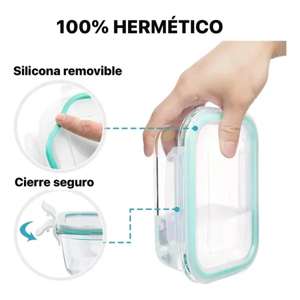 Taper Vidrio Hermético Apto Microondas Horno Freezer 700ml Transparente