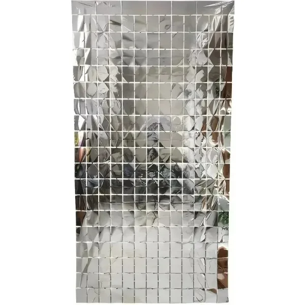 Cortinas Metalizadas Pack X5 Cuadradas Cotillón Cumpleaños Rosa