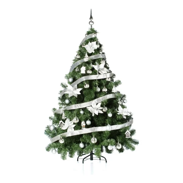 Arbolito Navidad Montañes Deluxe 1.80mts Con Adornos Plata Plata