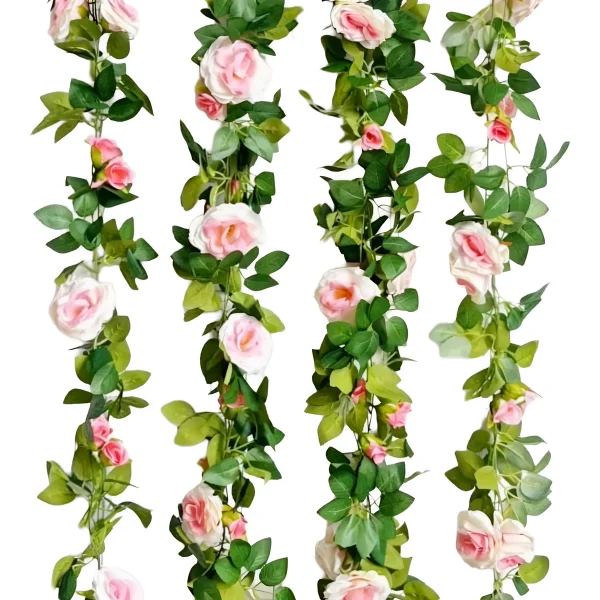 Flores Artificiales Enredadera Rosa Pack X3 Guía Guirnalda Rojo