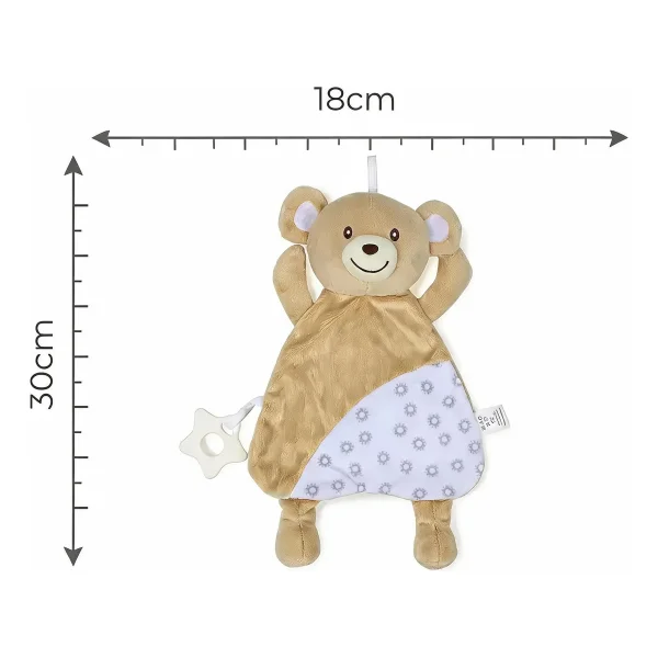 Peluche Apego Osito Sonajero Mordillo Bebé 30cm Super Suave Marrón Claro