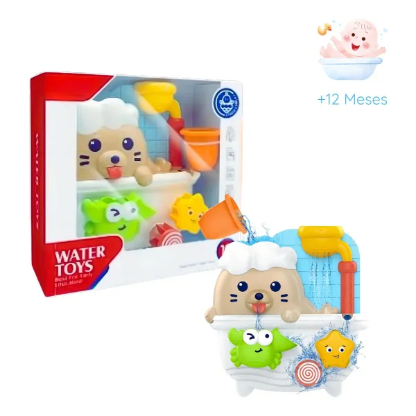 Juego De Agua Bebe Huanger Con Sopapa Didactico Color Foca