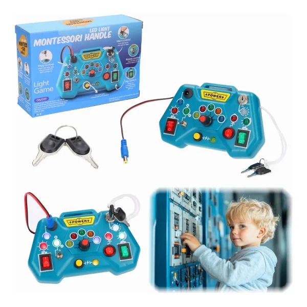 Tablero Sensorial Montessori Luces Led Botones Juguete Niños Azul