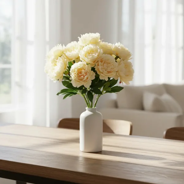 Ramo De Peonias Flores Artificiales 40cm Decoracion Calidad Champagne