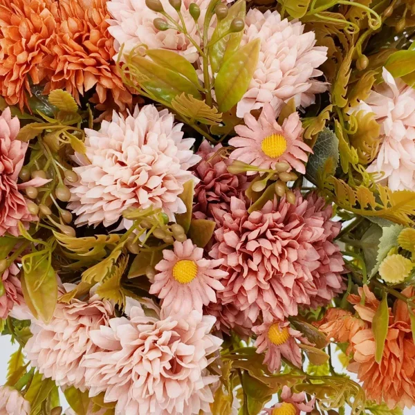 Ramo Crisantemos Flores Artificiales 30cm Decoración Pack X3 Rosa