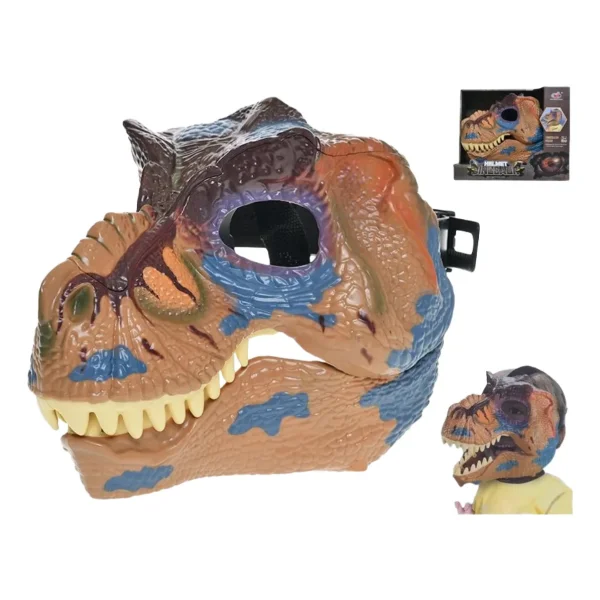 Mascara Dinosaurio T Rex Articulado Disfraz Niños Cotillon Marrón