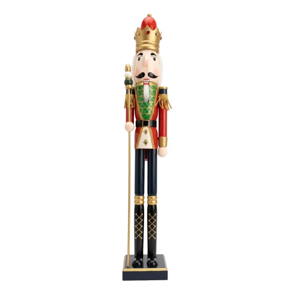 Cascanueces Navideño Gigante Soldado Rey Madera 1 Metro Verde