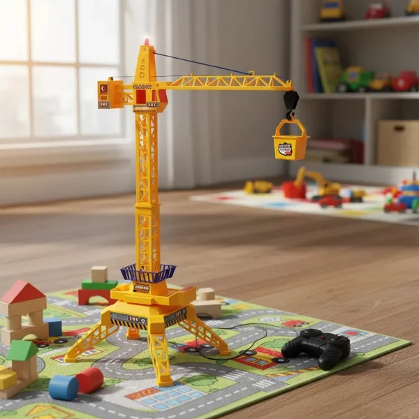 Grua Torre A Control Remoto Cable Luz Sonido Juguete Niños Naranja