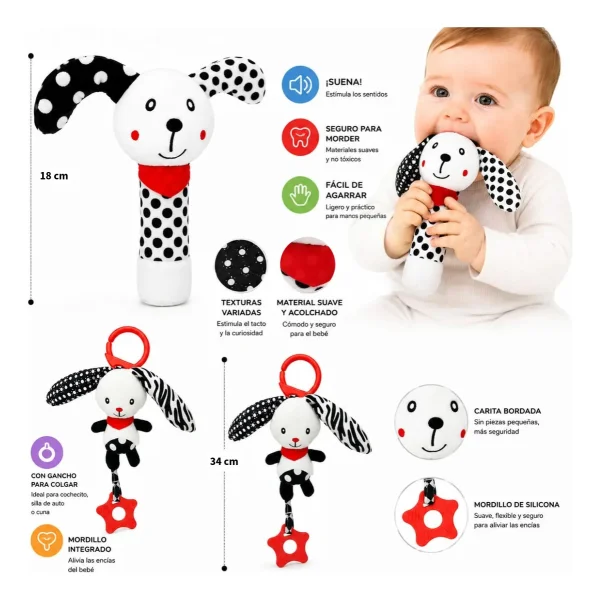 Sonajeros Juguetes Para Bebes Bundle Set X3 6 Meses 1 Año Blanco Y Negro
