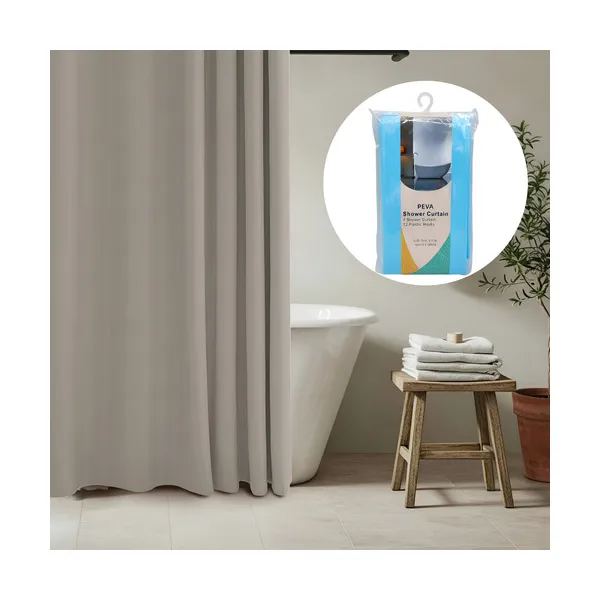 Cortina De Baño Ducha Peva 1,80cm Ganchos Plástico