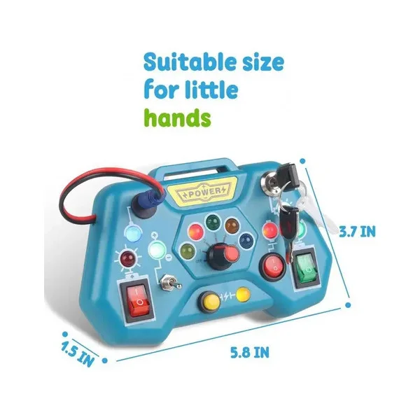 Tablero Sensorial Montessori Luces Led Botones Juguete Niños Azul