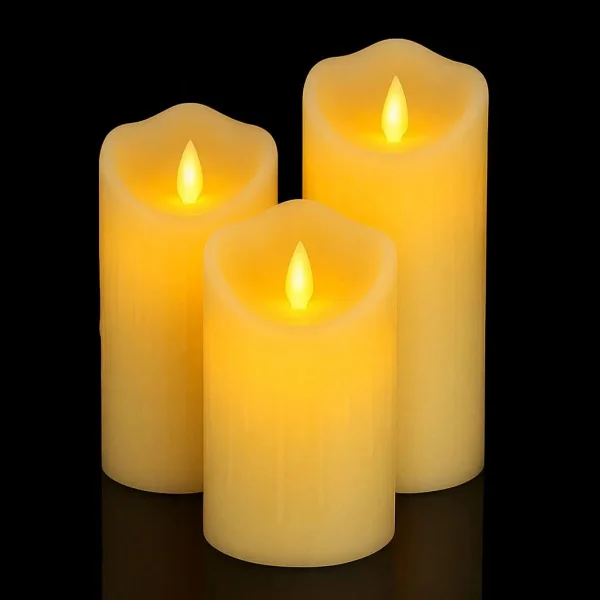 Velas Set X3 Velon Luz Led Calida Llama Efecto Fuego A Pilas Calido