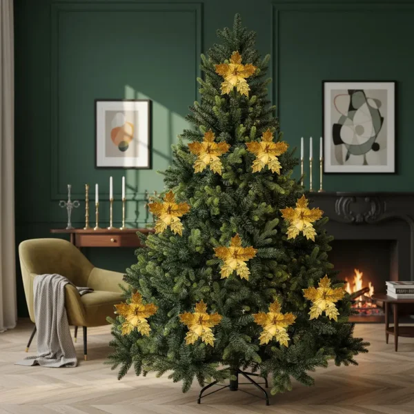 Flor 25cm Para Arbol De Navidad Adornos Decoracion