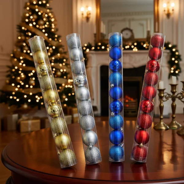 Adornos Navideños Tubo Bolas De Navidad 5cm X9 Unidades