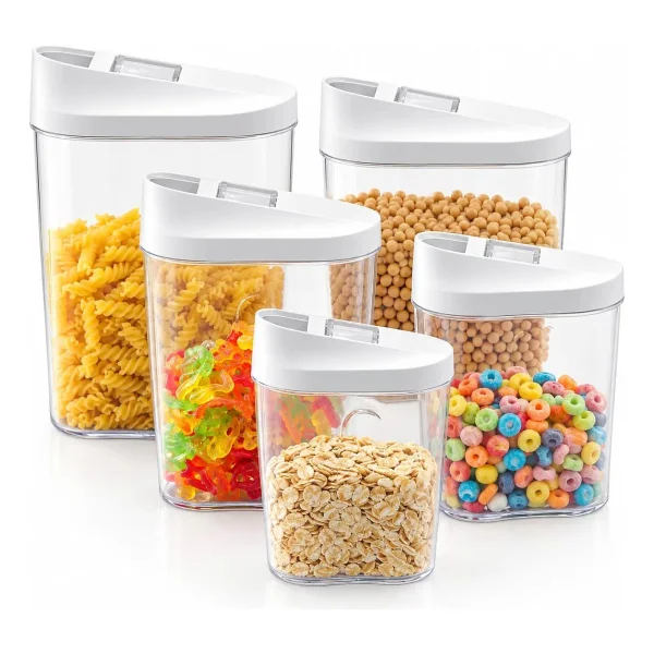 Set X5 Frascos Dosificadores Cerealero Organizador Cocina Transparente