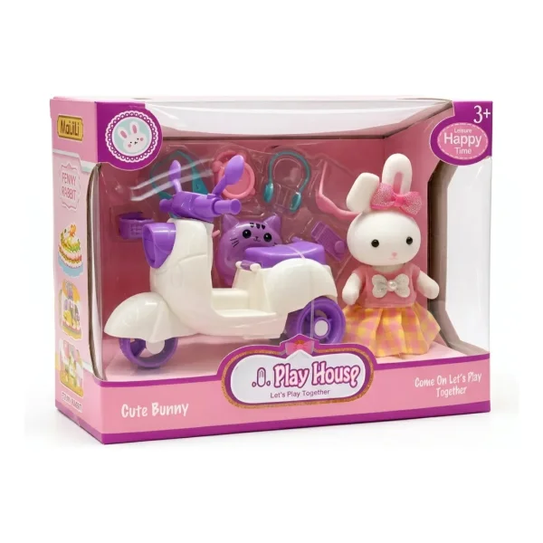 Set Conejita Cute Bunny Scooter Juguete Accesorios Niña