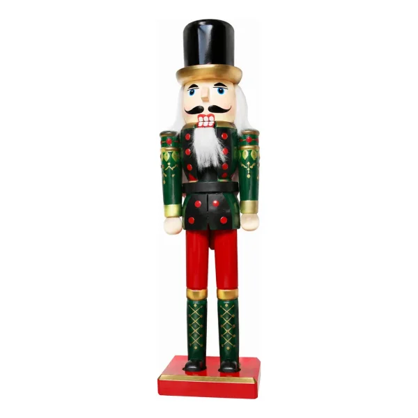 Cascanueces Navideño De Madera Soldado 30cm Adorno Navidad Verde