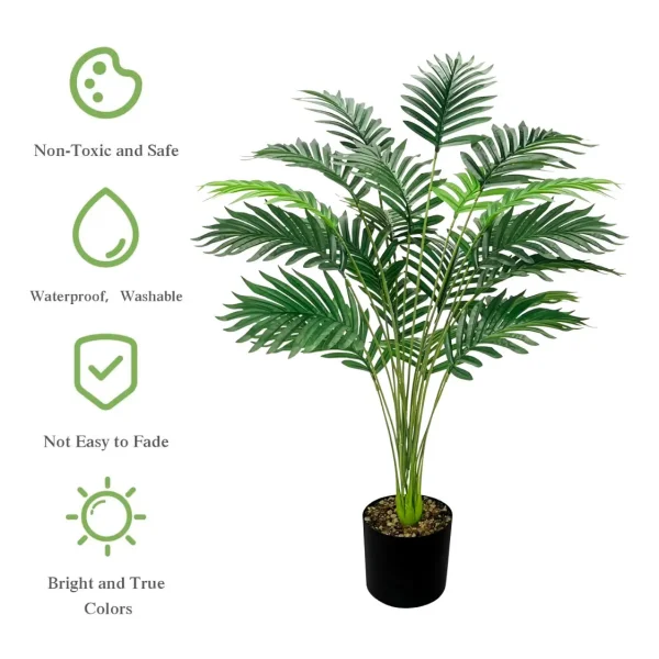 Palmera Areca Artificial 80cm En Maceta Verde Con Hojas Realistas