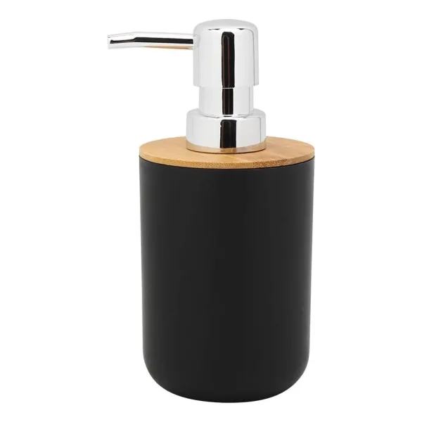 Set Baño 6 Piezas Bambu Tacho Dispenser Jabonera Escobilla Blanco