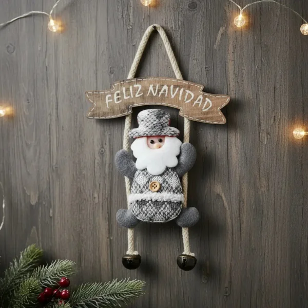 Adorno Colgante Para Puerta Decoración Navideña Deco Navidad Gris