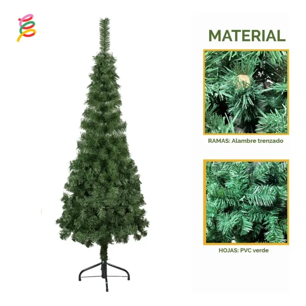 Árbol De Navidad Tronador Slim Verde 1.50mts Base Metal