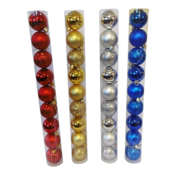 Adornos Navideños Tubo Bolas De Navidad 5cm X9 Unidades