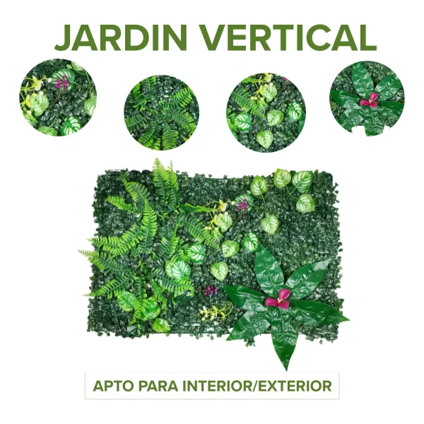 Jardín Vertical Cesped Flores Muro Artificial Verde Pack X10 Verde