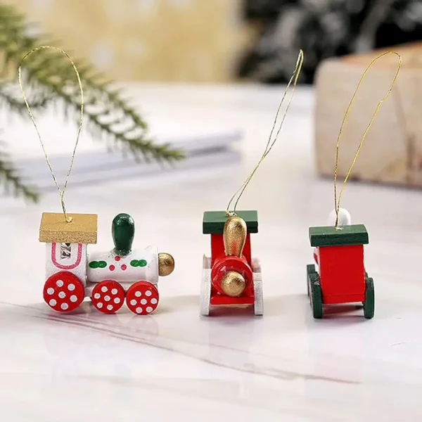 Adorno Navideño Locomotora Decoracion De Madera Colgante X6 Rojo Locomotora Colgante