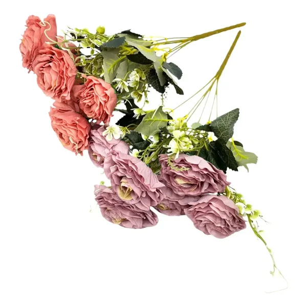 Ramo De Rosas Flores Artificiales 35cm Decoracion X3 Malva