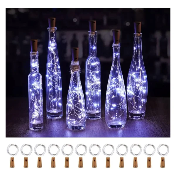 Tira De Luces Alambre Led 3mt Corcho X10u Botella Decoracion