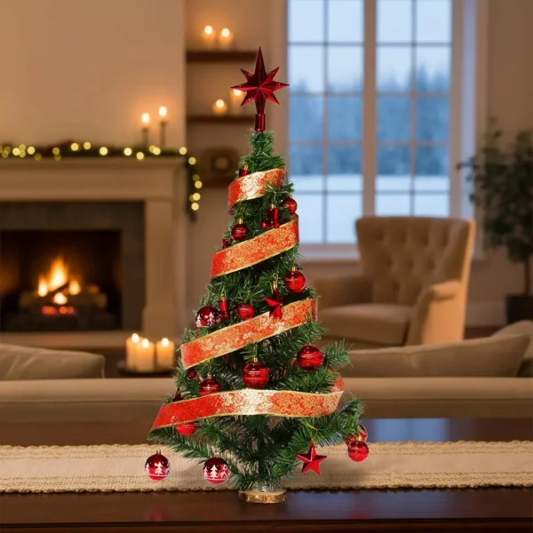 Arbolito De Navidad 80cm Con Adornos 30 Piezas Rojo Rojo