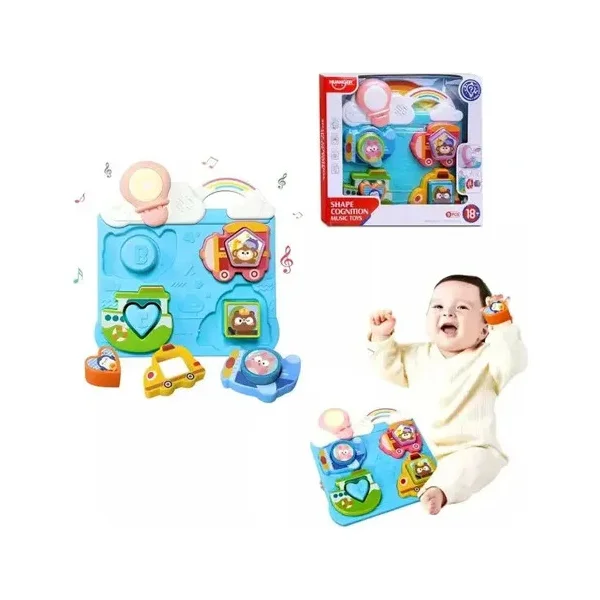 Tablero Interactivo Encastre Bebé Montessori Luz Sonido Celeste