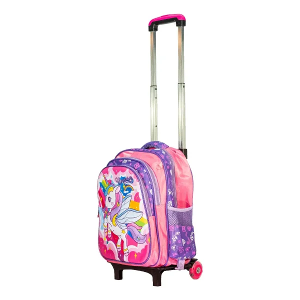 Mochila Carrito Espalda Escolar 2 En 1 Canopla Lunchera Luz