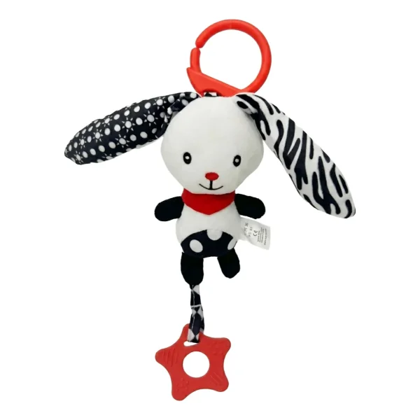 Peluche Colgante Bebé Conejito Sonajero Mordillo Cochecito B/n