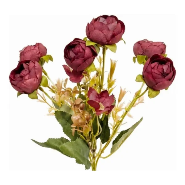 Ramo Flores Artificiales Peonías Mini 30cm Deco Vintage Blanco