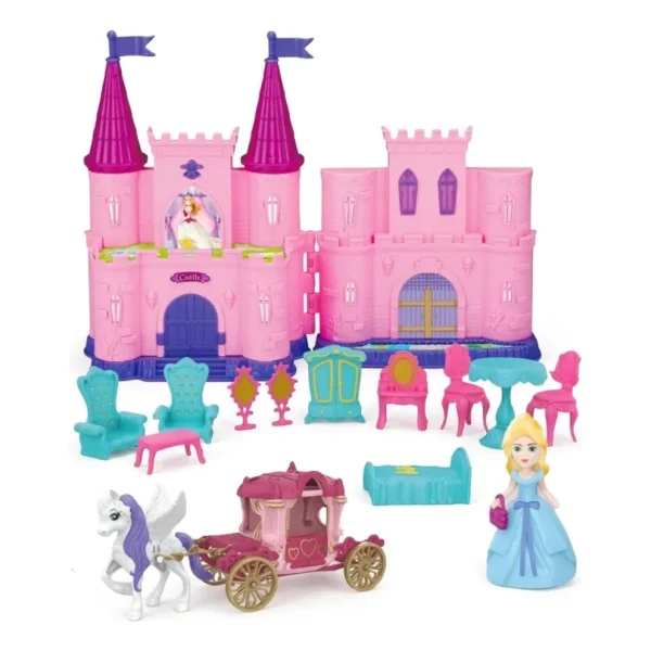 Castillo Princesa Juguete Con Muñeca Luz Música Y Accesorios Rosa