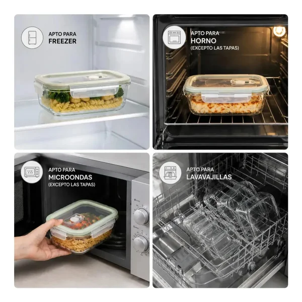 Taper Vidrio Hermético Apto Microondas Horno Freezer 700ml Transparente
