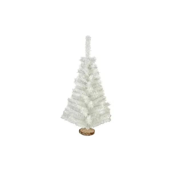 Arbol De Navidad Blanco Mini Arbolito 0,80mts Base De Tronco Natural