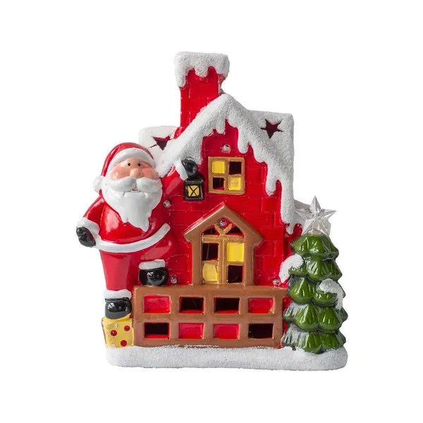 Decoracion Navideña Papa Noel Ceramica Con Luz 26cm Adornos