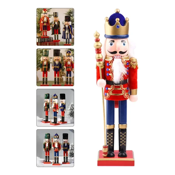 Cascanueces Soldado Adorno De Madera 30 Cm Navidad Blanco