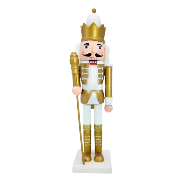 Cascanueces Soldado Adorno De Madera 30 Cm Navidad Blanco