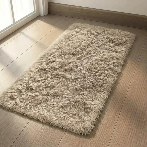 Alfombra Tapete Pelo Largo Nórdica Antideslizante 60x100cm 100 M 60 M Beige