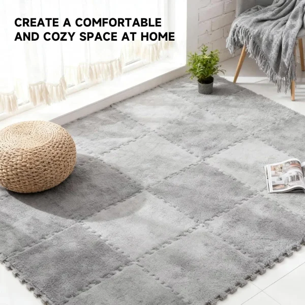 Piso Goma Eva Encastrable Peluche Alfombra Antigolpes X10 Gris