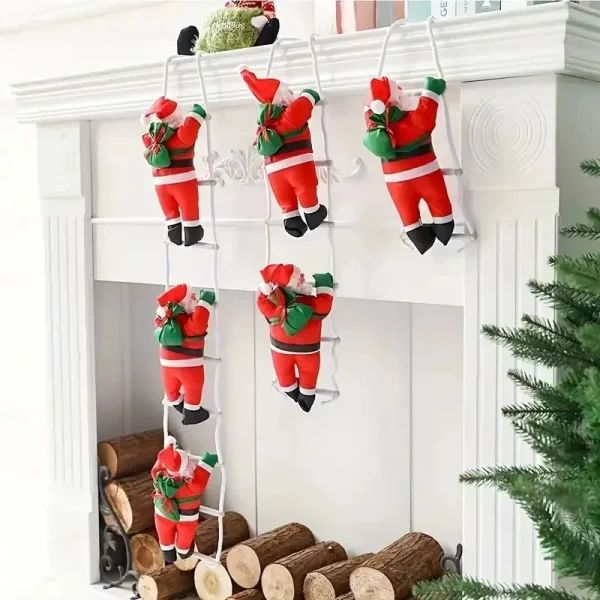 Papá Noel Trepador Escalera Colgante Deco Navidad Adorno Rojo