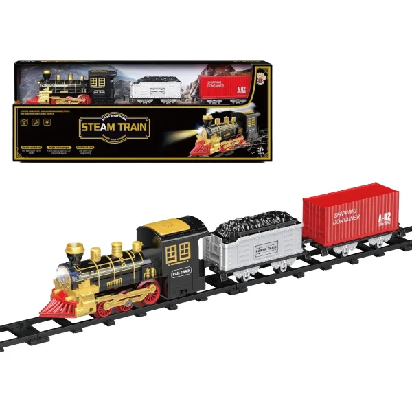 Tren A Vapor Retro Eléctrico Con Humo Real Luz Sonido + Vías
