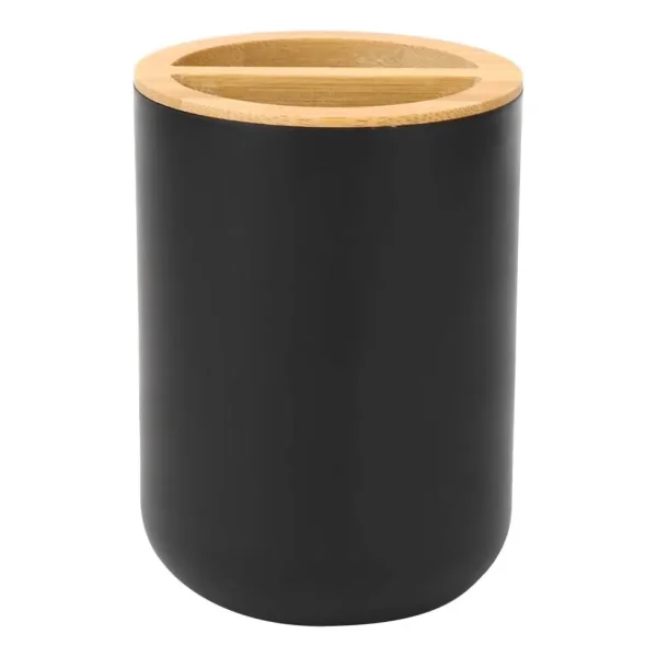 Set Baño 6 Piezas Bambu Tacho Dispenser Jabonera Escobilla Blanco