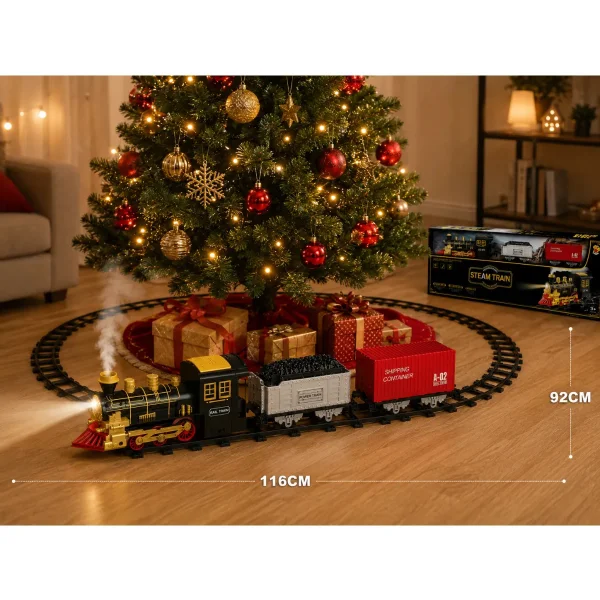 Tren A Vapor Retro Eléctrico Con Humo Real Luz Sonido + Vías