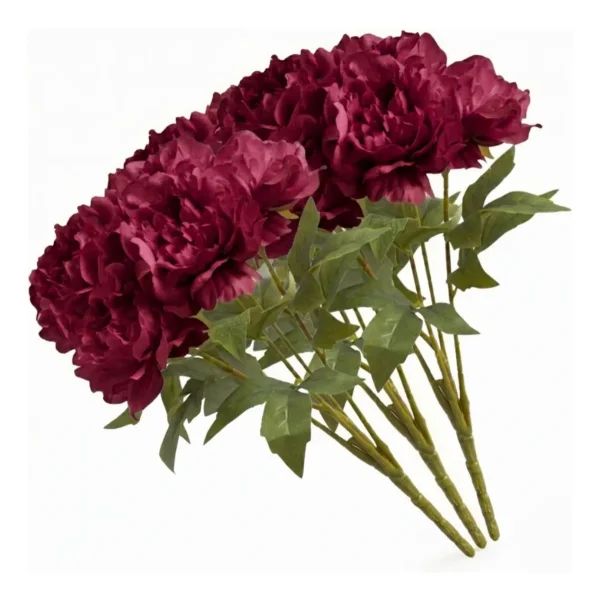 Ramo De Peonias Flores Artificiales 40cm Decoracion Calidad Blanco